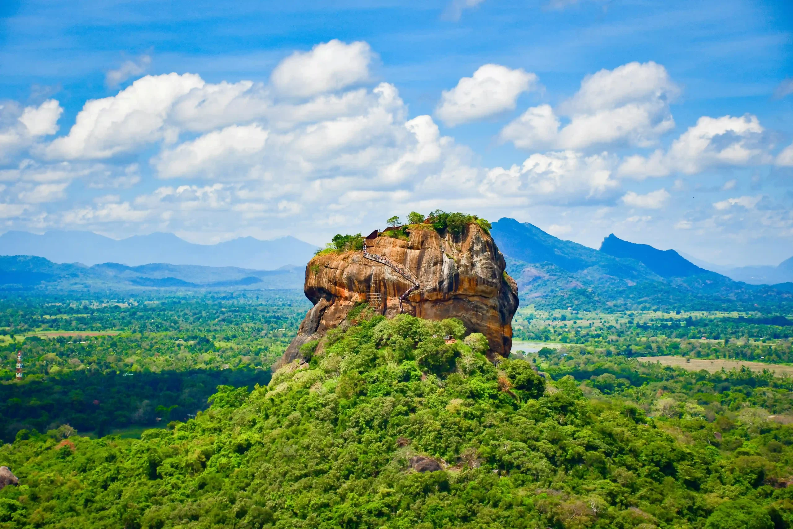 The Sigiriya Lion Rock is a rock stronghold that dates back to ancient times and is famous for its enormous granite column that stands at a height of around 200 meters.